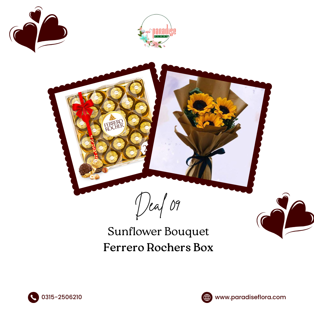 Sunflower Trio Bouquet & Ferrero Rocher Chocolate Box