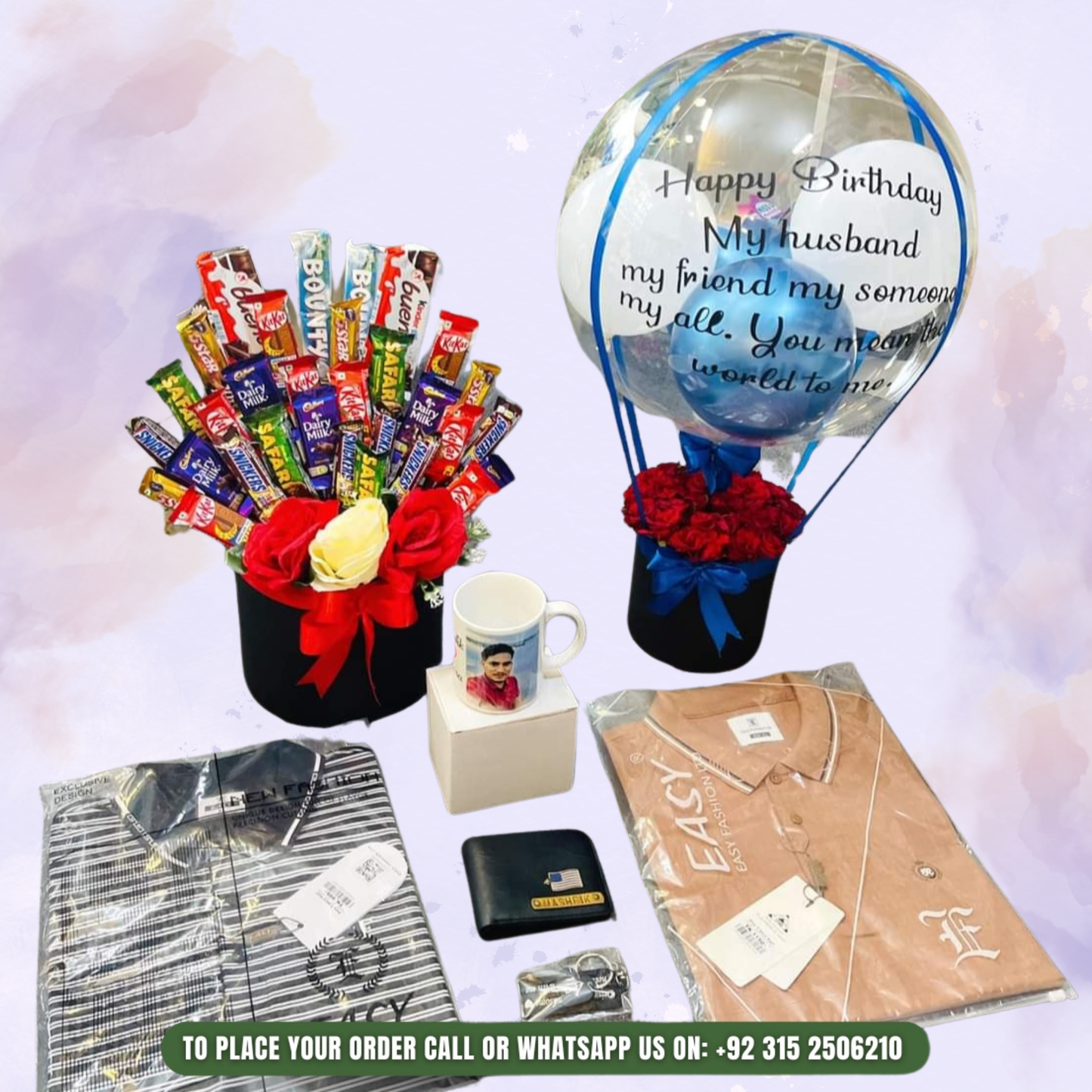 Mega Birthday Surprise Box with Chocolates, Apparel & Custom Balloon