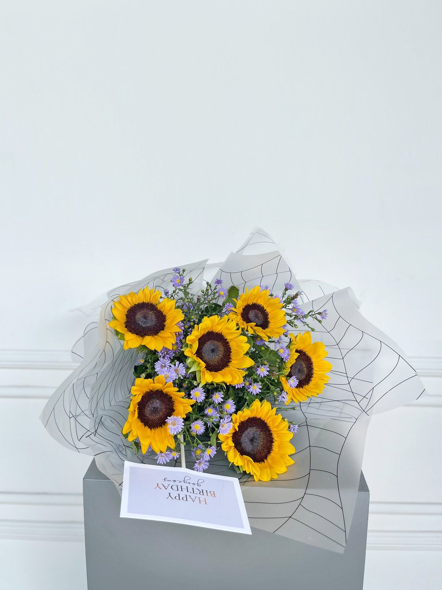 Radiant Sunflower & Purple Aster Birthday Bouquet