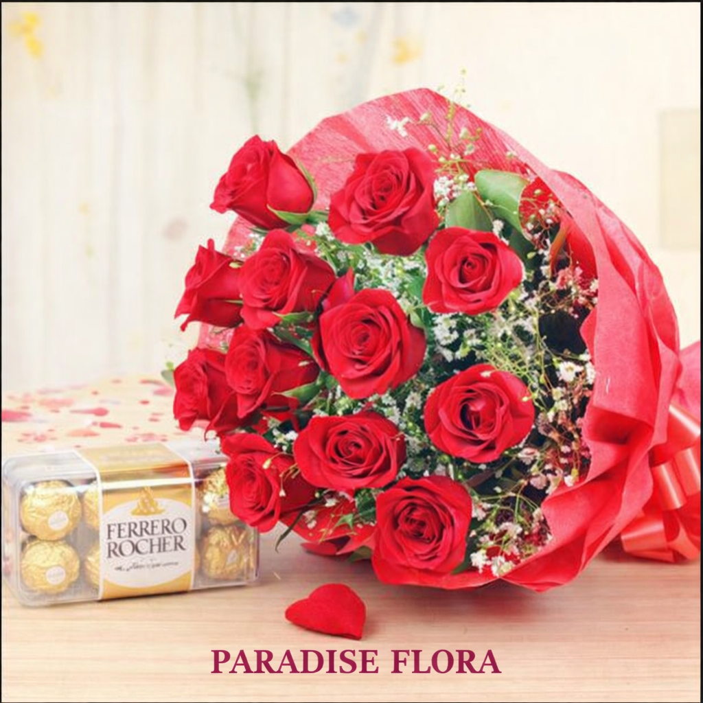 Classic Red Rose Bouquet with Ferrero Rocher