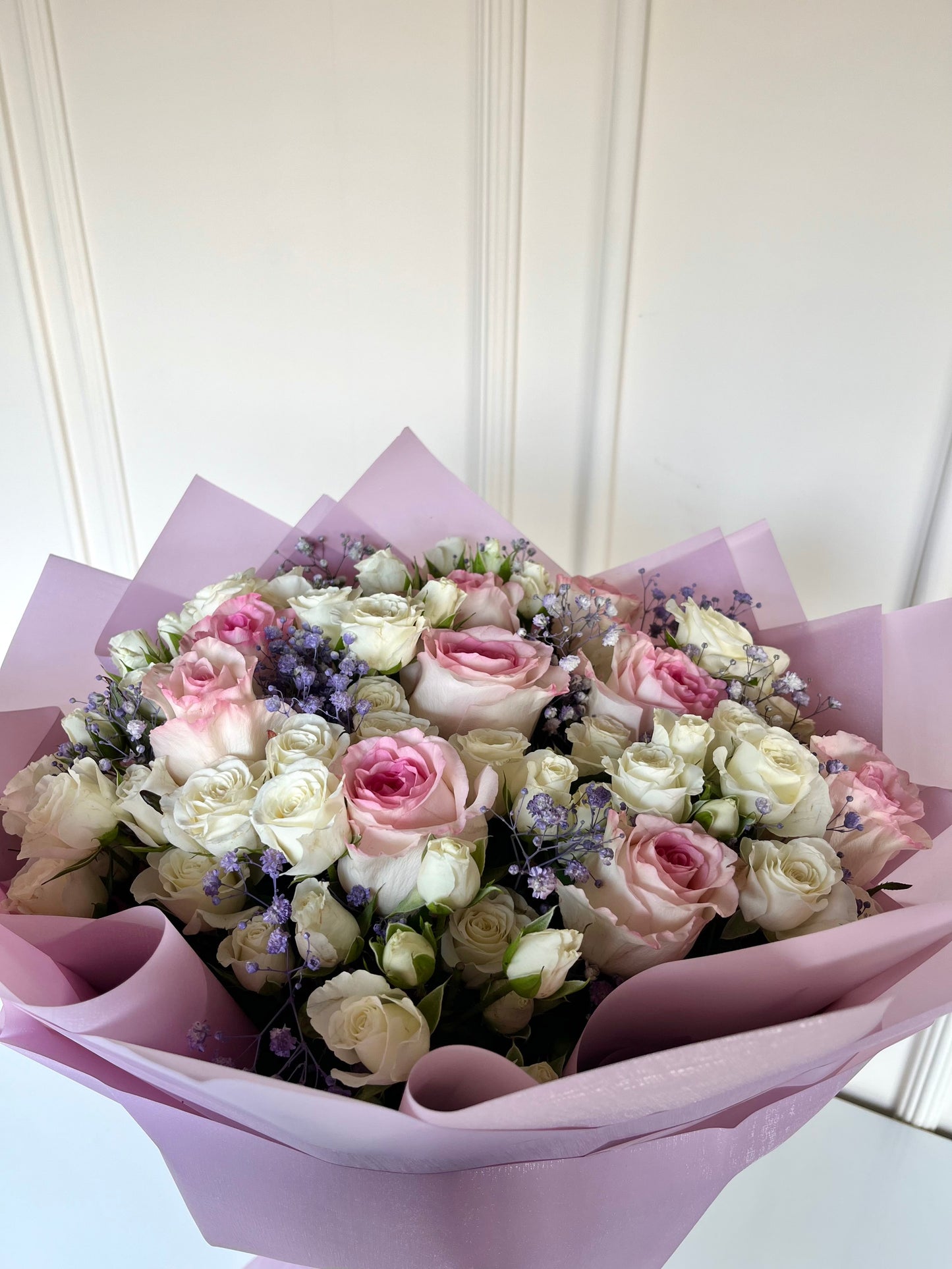 Elegant Pink and White Spray Rose Bouquet