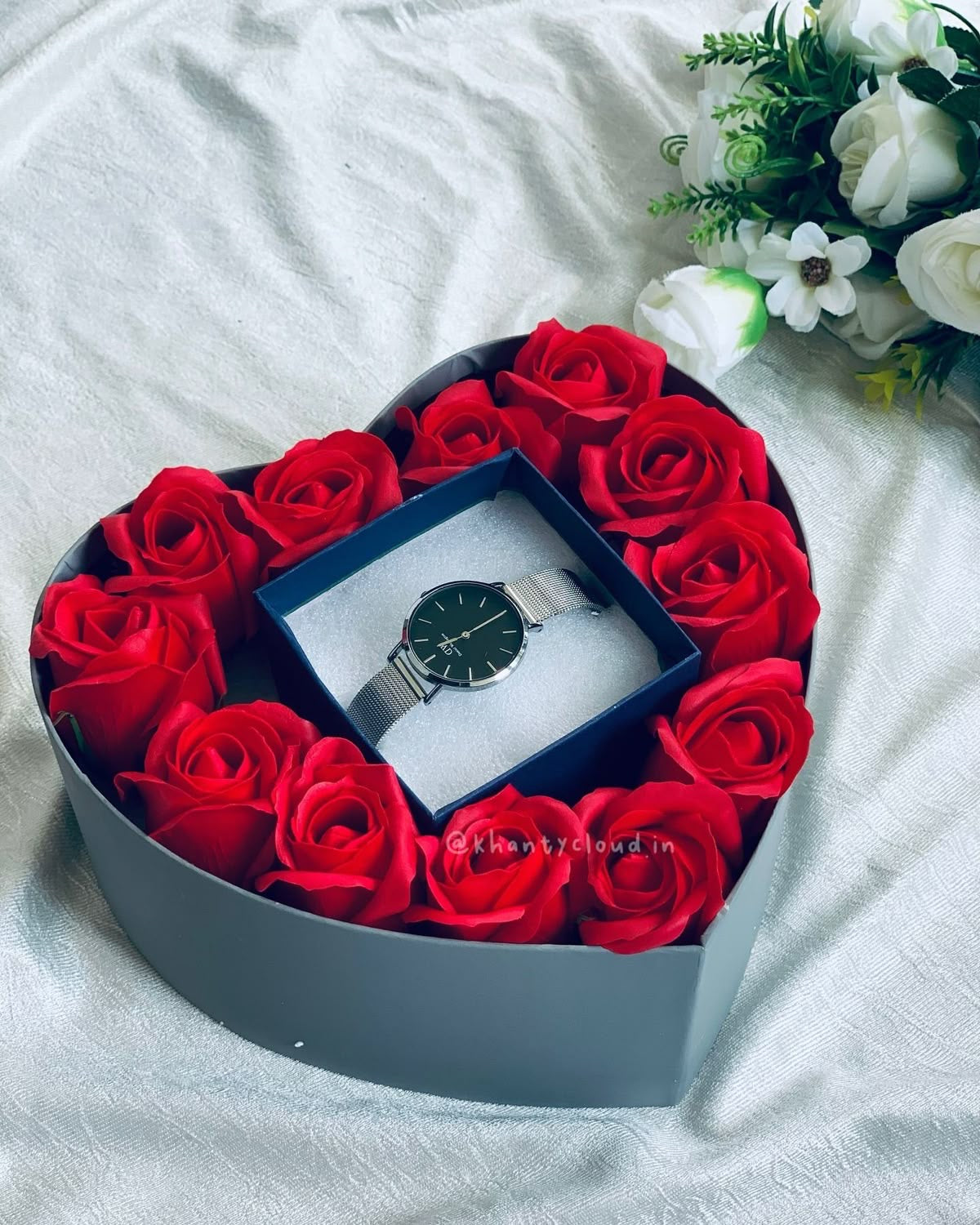 Timeless Love Rose Box with Elegant Watch