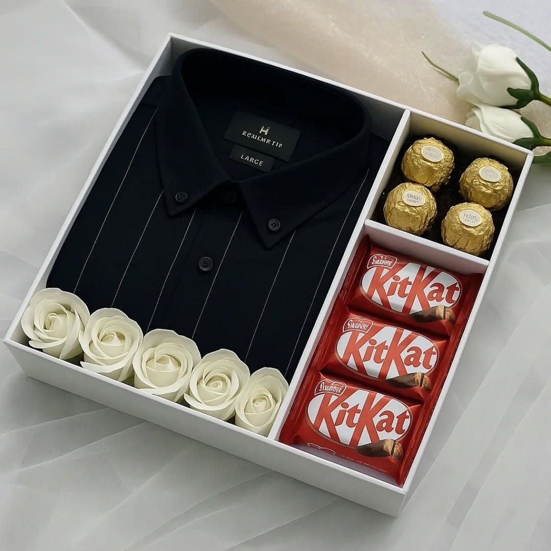 Elegant Black Shirt & Chocolate Gift Hamper