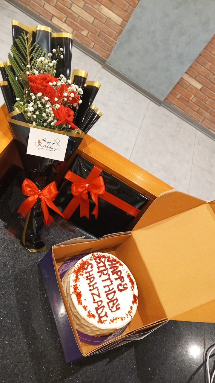 Premium Birthday Surprise Box with Red Roses, Cake, and Chocolate