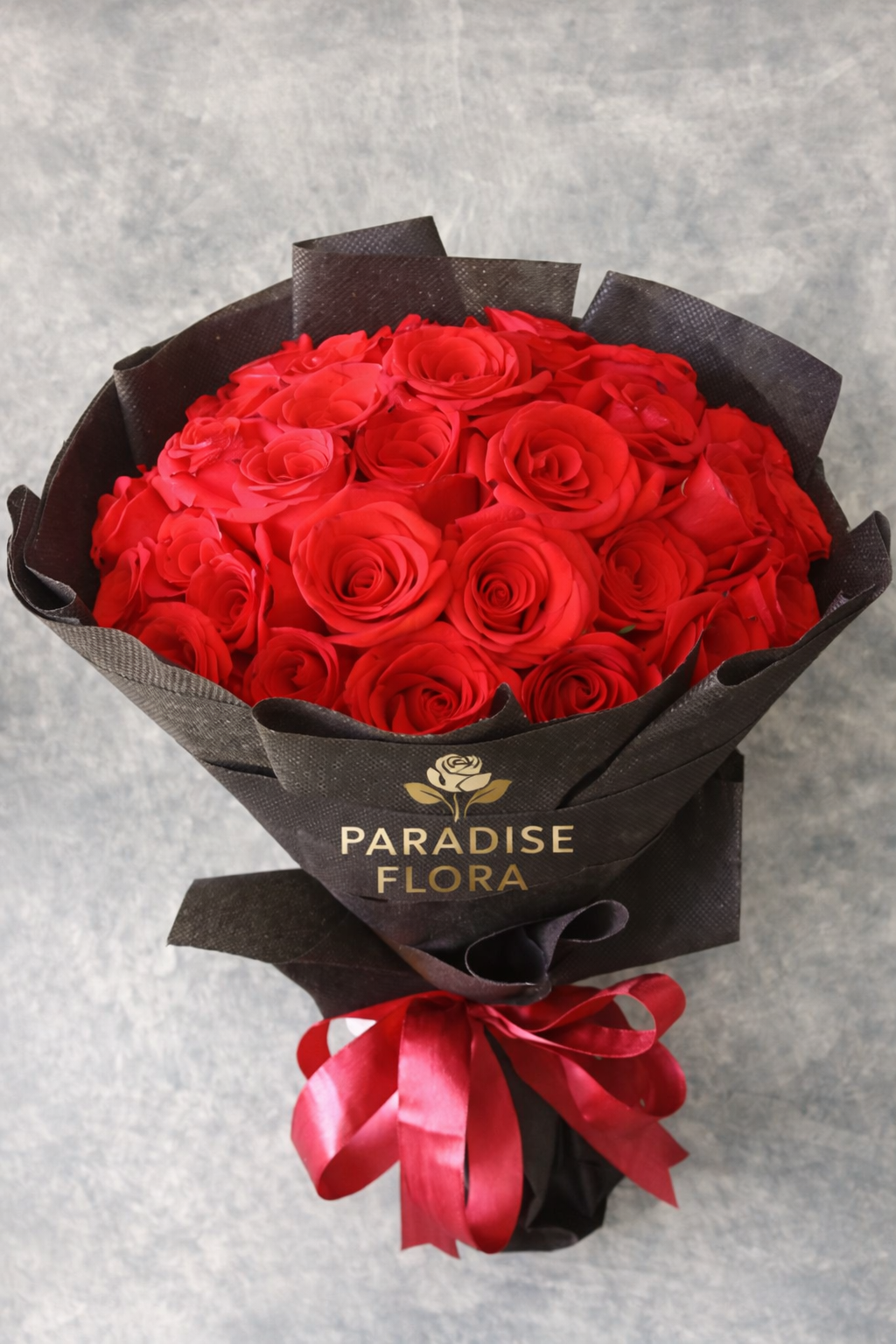 Classic Red Rose Bouquet in Premium Black Wrap