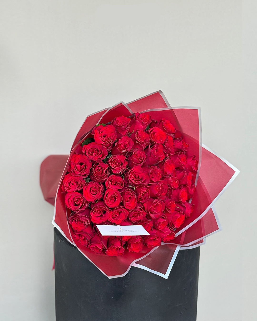 Classic Crimson Rose Bouquet in Premium Red Wrap