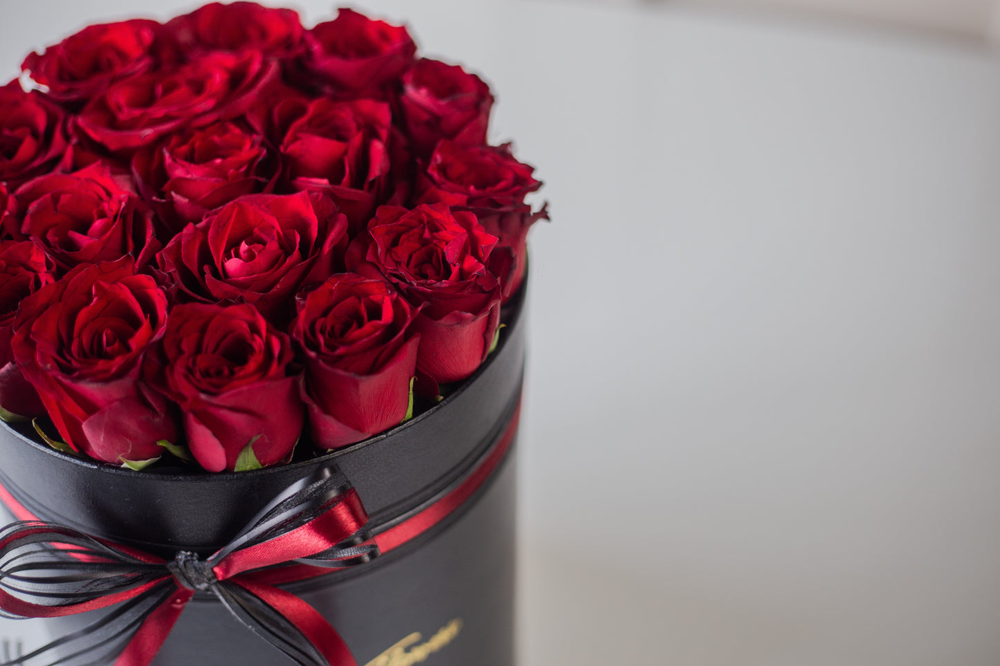Elegant Red Rose Black Cylinder Box with "Always & Forever" Card