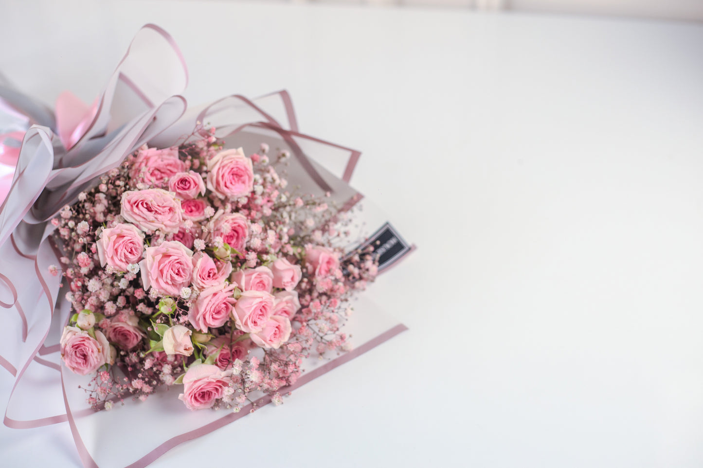 Elegant Pink Spray Rose Bouquet with "Love You" Card