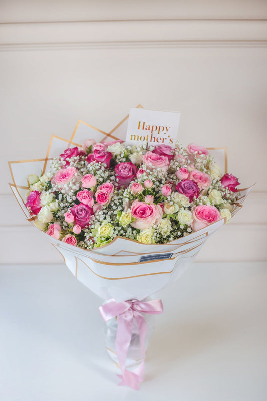 Blushing Pink & White Rose Elegance Bouquet