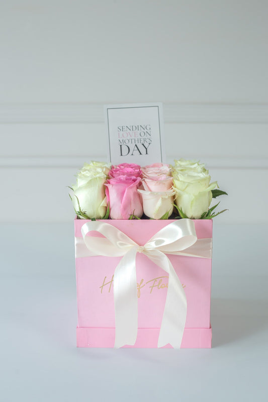 Elegant Pink and White Rose Box for Mother’s Day