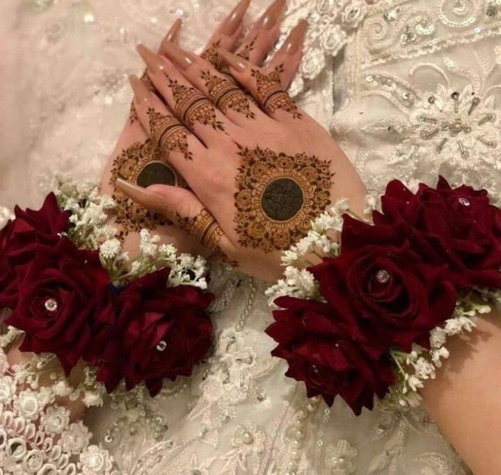 Handcrafted Maroon Rose Floral Bangles with Gypso Accents