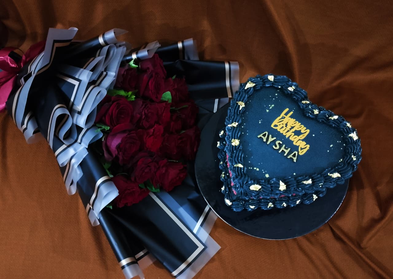 Premium Birthday Surprise in Karachi | Imported Roses & Designer Cake Combo