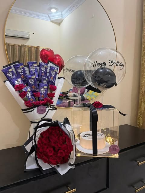 Midnight Birthday Surprise: Red Rose Bouquet, Dairy Milk Chocolate Wrap & White Cream Cake Set