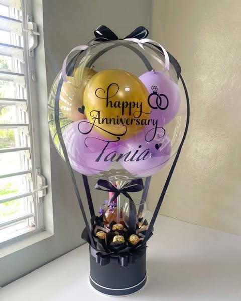 Personalized Anniversary Balloon Box with Chocolates
