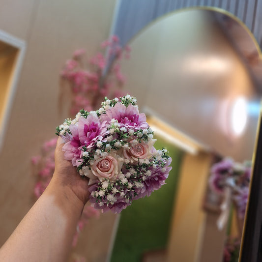 Elegant Lavender and Blush Rose Hand-Tied Bouquet