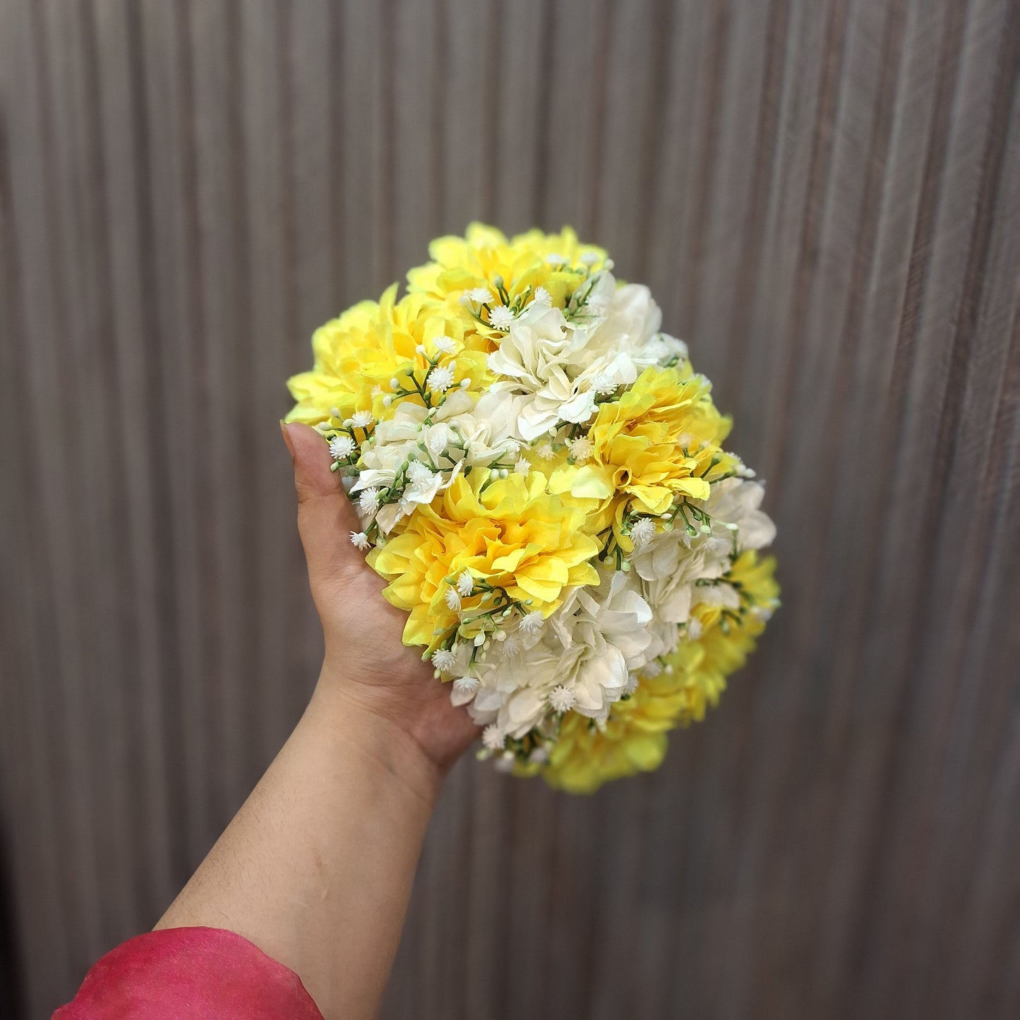 Yellow & White Floral Gajra Hair Accessory