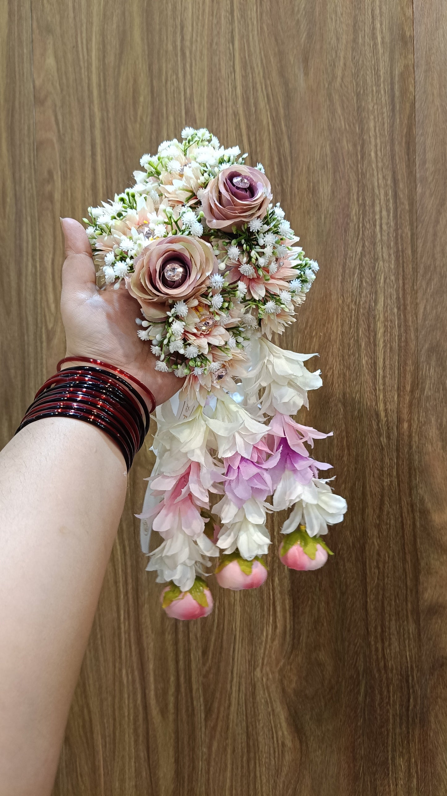 Handcrafted Peach and Mauve Floral Jewelry Set