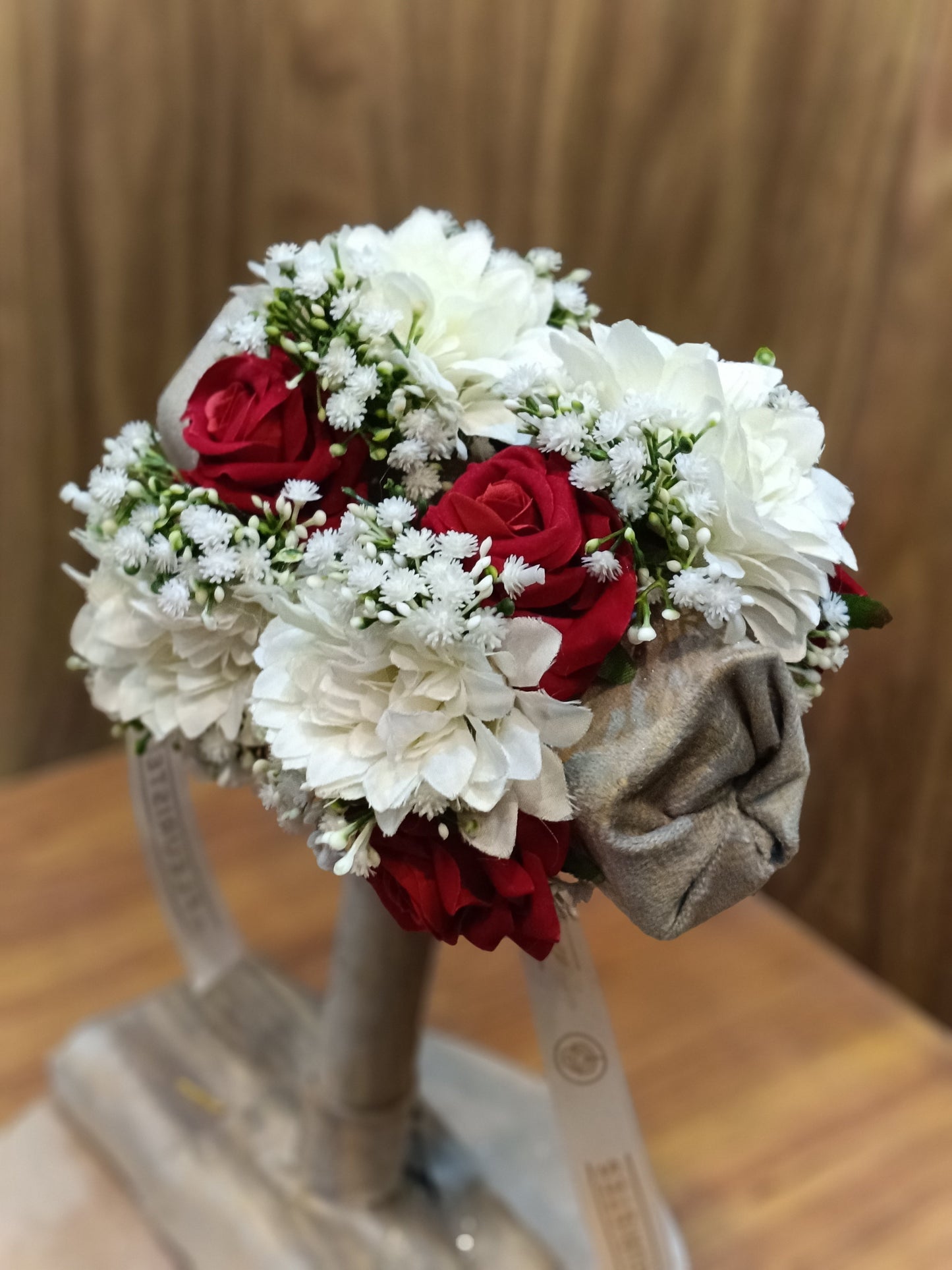 Elegant Red Rose & White Floral Wrist Corsage Pair