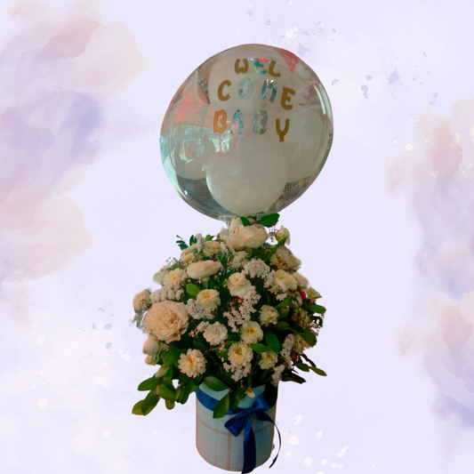 Welcome Baby” floral arrangement