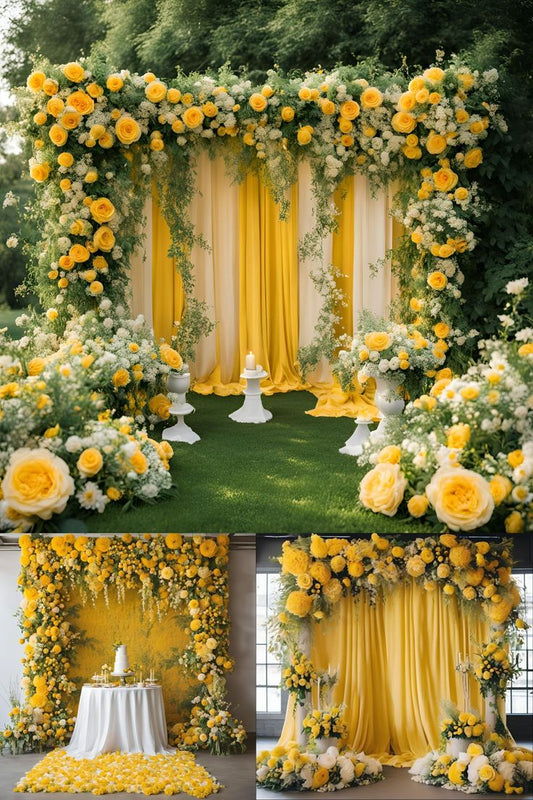 Sun-Kissed Golden Rose & Marigold Event Backdrop