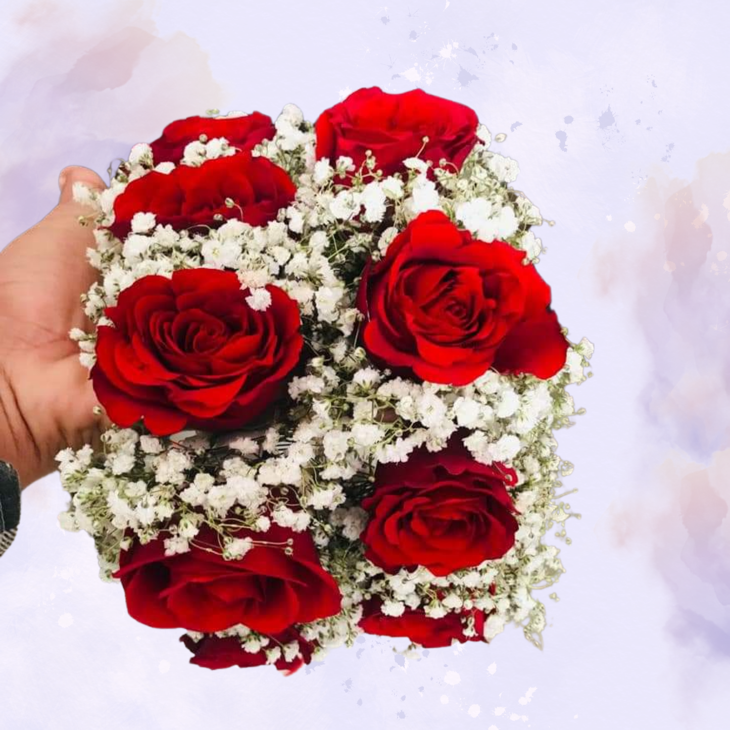Red Rose & Baby’s Breath Floral Gajara