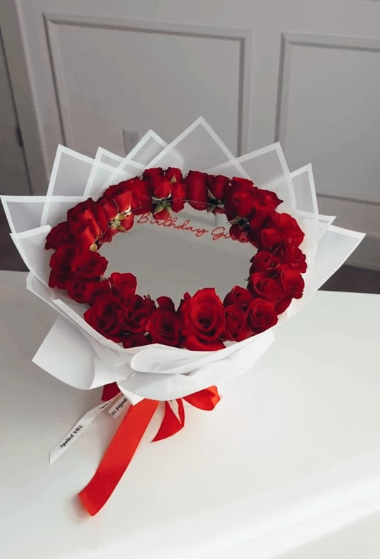 Royal Crimson Mirror Rose Bouquet