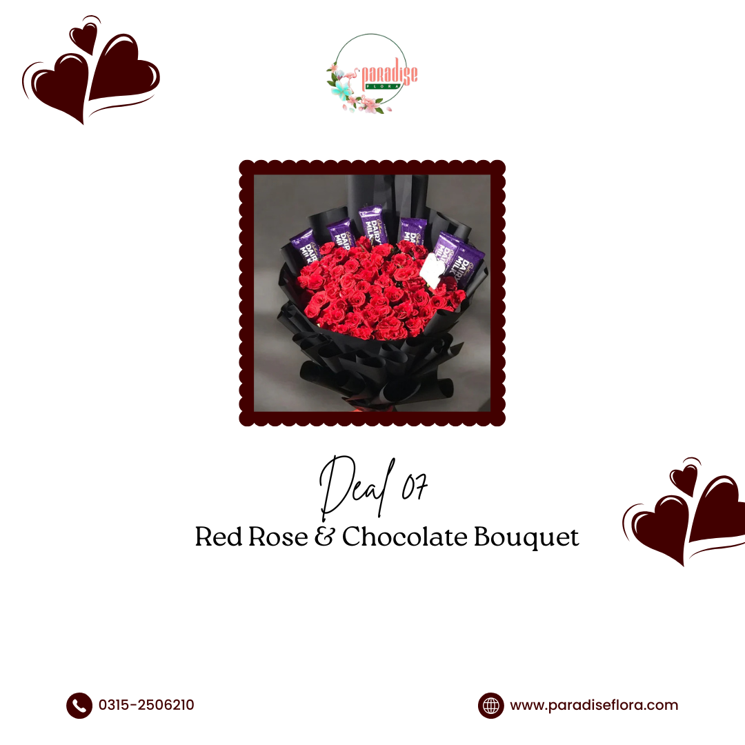Red Rose & Chocolate Bar Bouquet