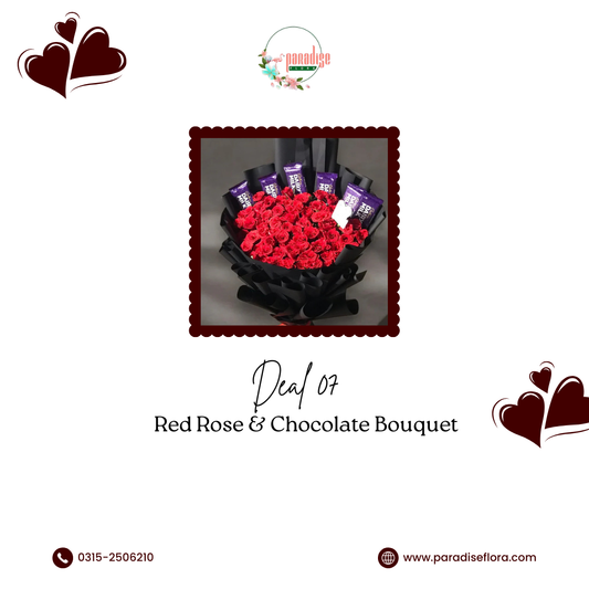 Red Rose & Chocolate Bar Bouquet