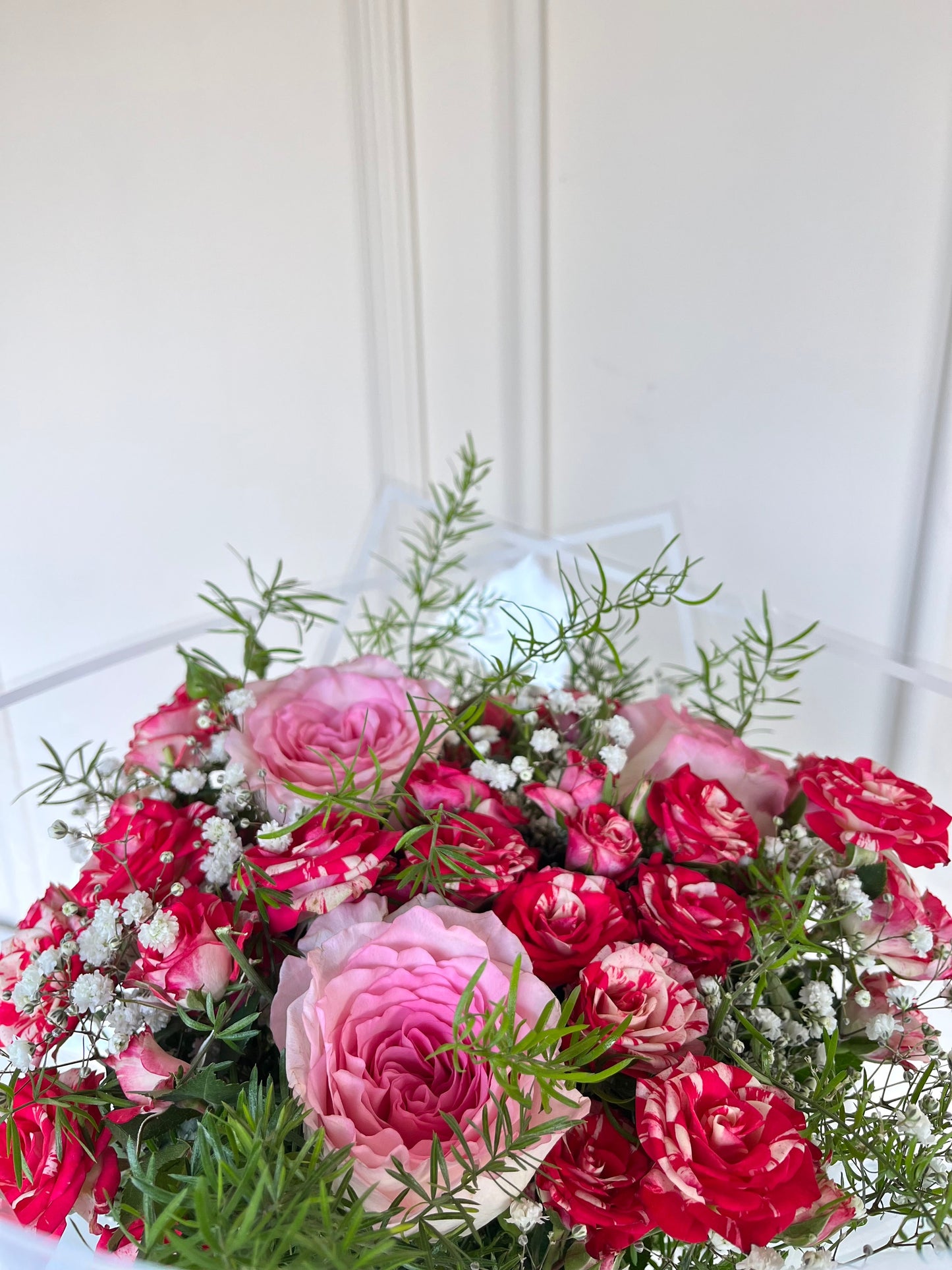 Pink & Red Rose Mix with Baby’s Breath Bouquet