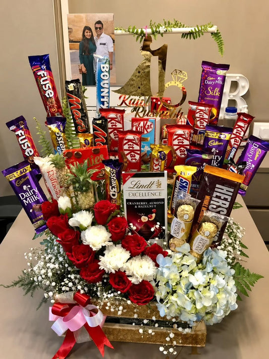 Customize Chocolates & Flower hamper
