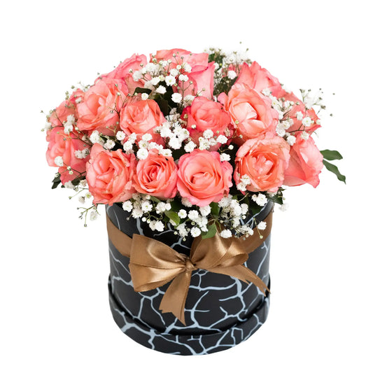 Blush Pink Rose Box with Baby’s Breath ---