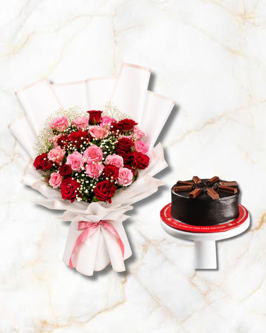 Flower Bouquet & Cake combo