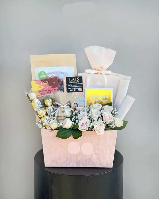 Ramadan Mubarak Premium Rose & Gourmet Treats Gift Basket