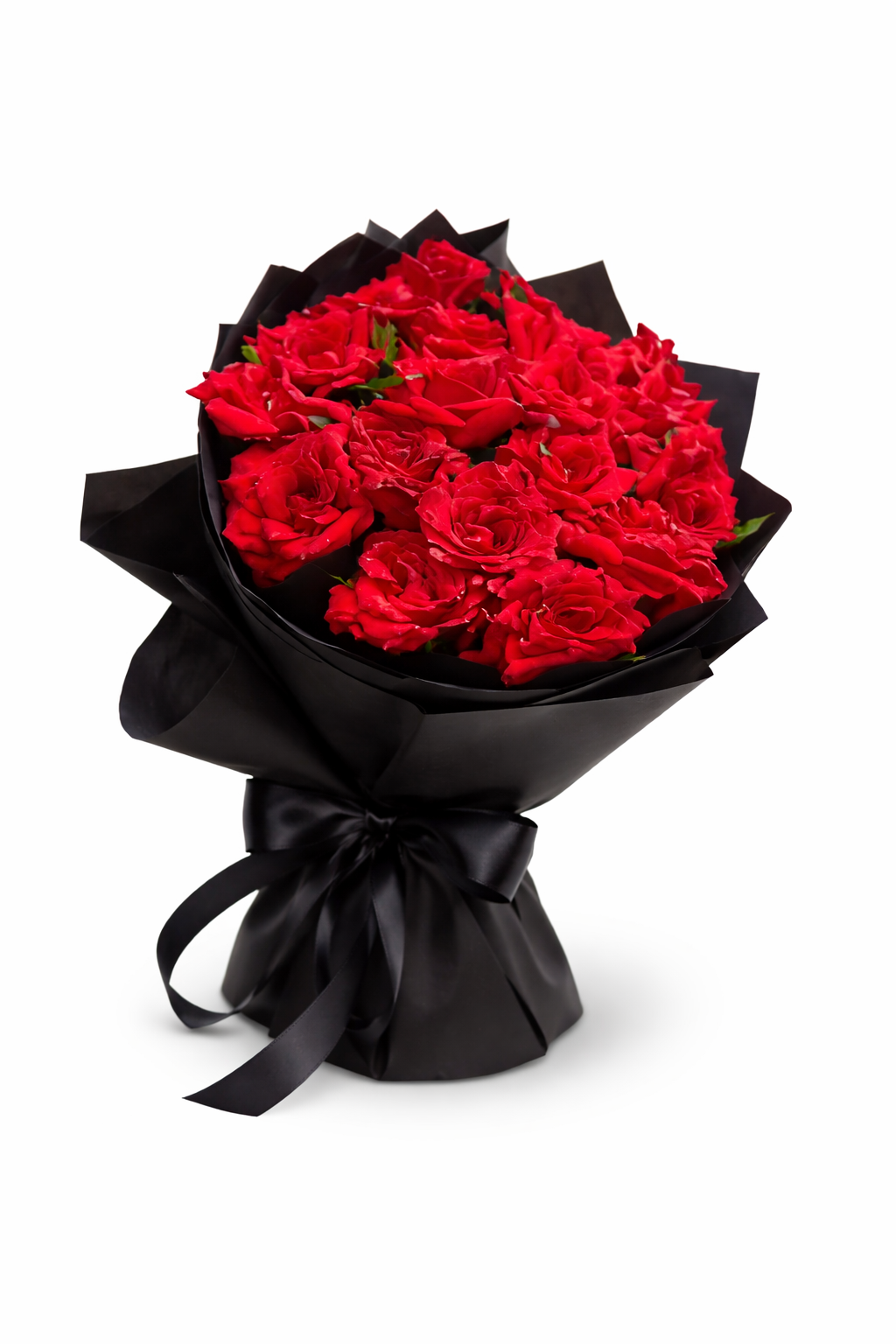Classic Crimson Rose Bouquet in Sleek Black Wrap