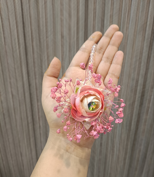Blushing Pink Rose Bridal Floral Jewelry Set