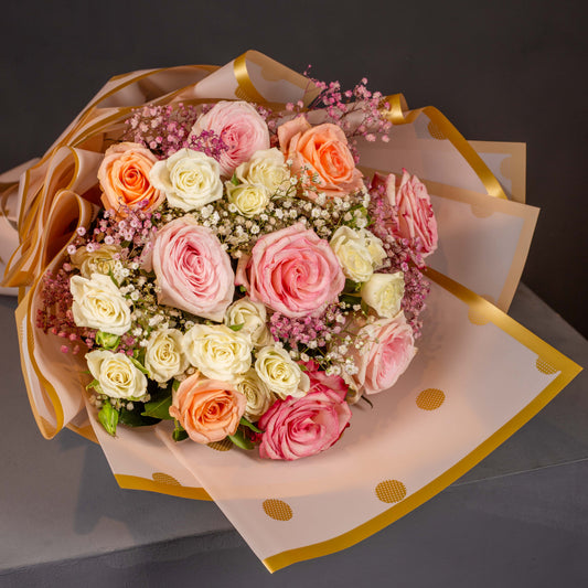 Elegant Pastel Rose Bouquet with "With Love" Card