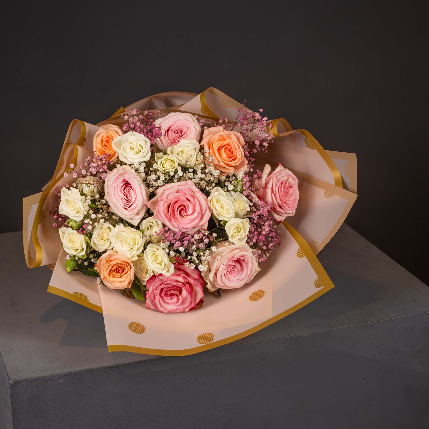Elegant Pastel Rose Bouquet with "With Love" Card