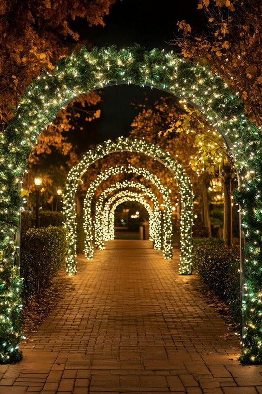 Romantic Garden Pathway with Twinkling Lights