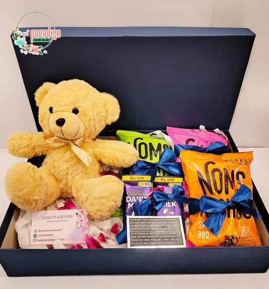 Teddy Bear & Snacks Friendship Gift Box