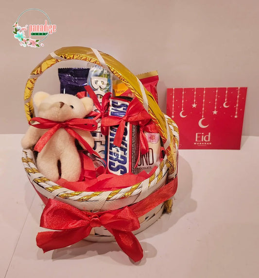 Eid Mubarak Teddy Bear & Chocolate Gift Basket