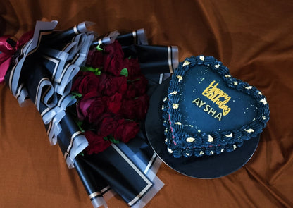 Premium Birthday Surprise in Karachi | Imported Roses & Designer Cake Combo