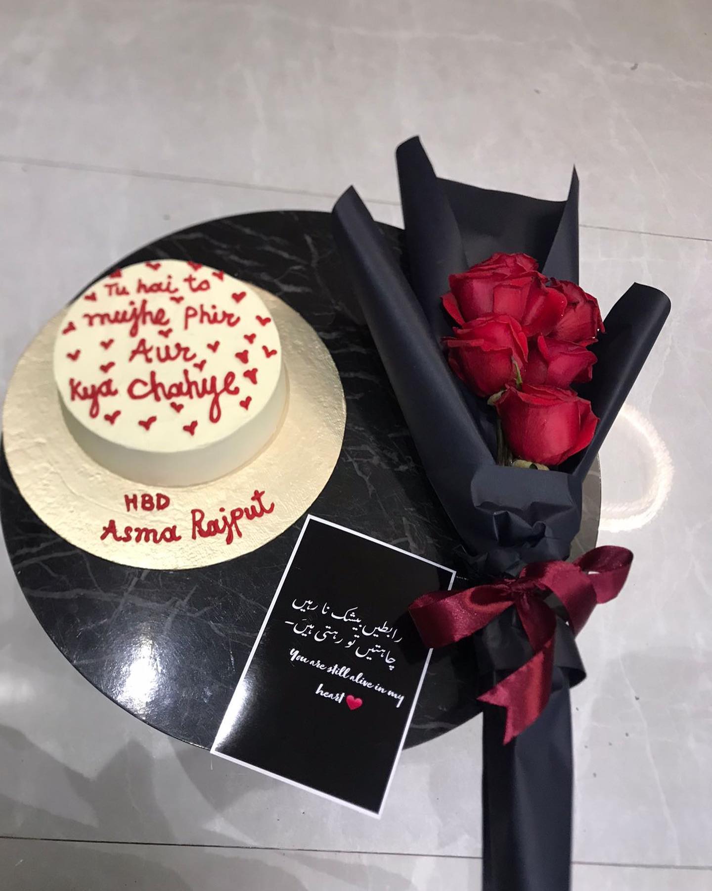 Red Rose Bouquet & Custom Birthday Bento Cake Combo