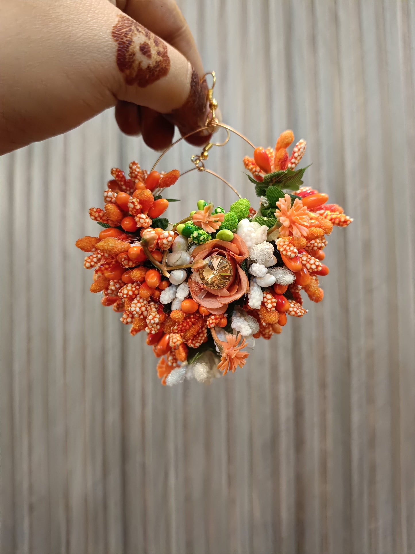 Vibrant Orange Rose & Baby’s Breath Hand Bouquet