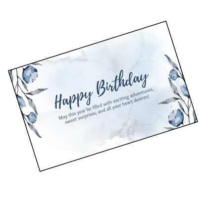 Blue Watercolor Aesthetic Happy Birthday Greeting Card