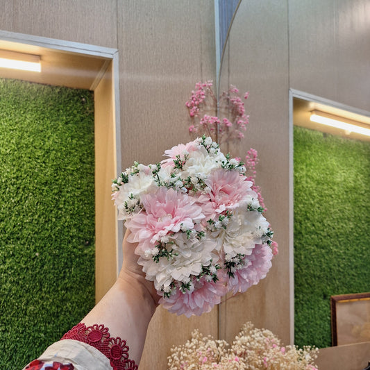 Blush Pink & White Chrysanthemum Hand-Tied Bouquet