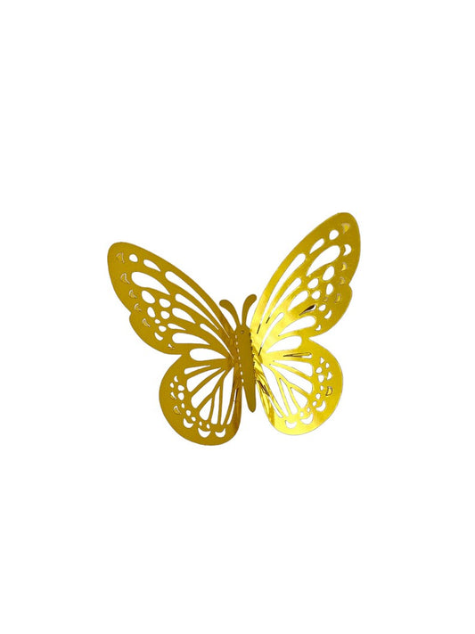 Elegant 3D Golden Metallic Butterfly Wall Decor Set