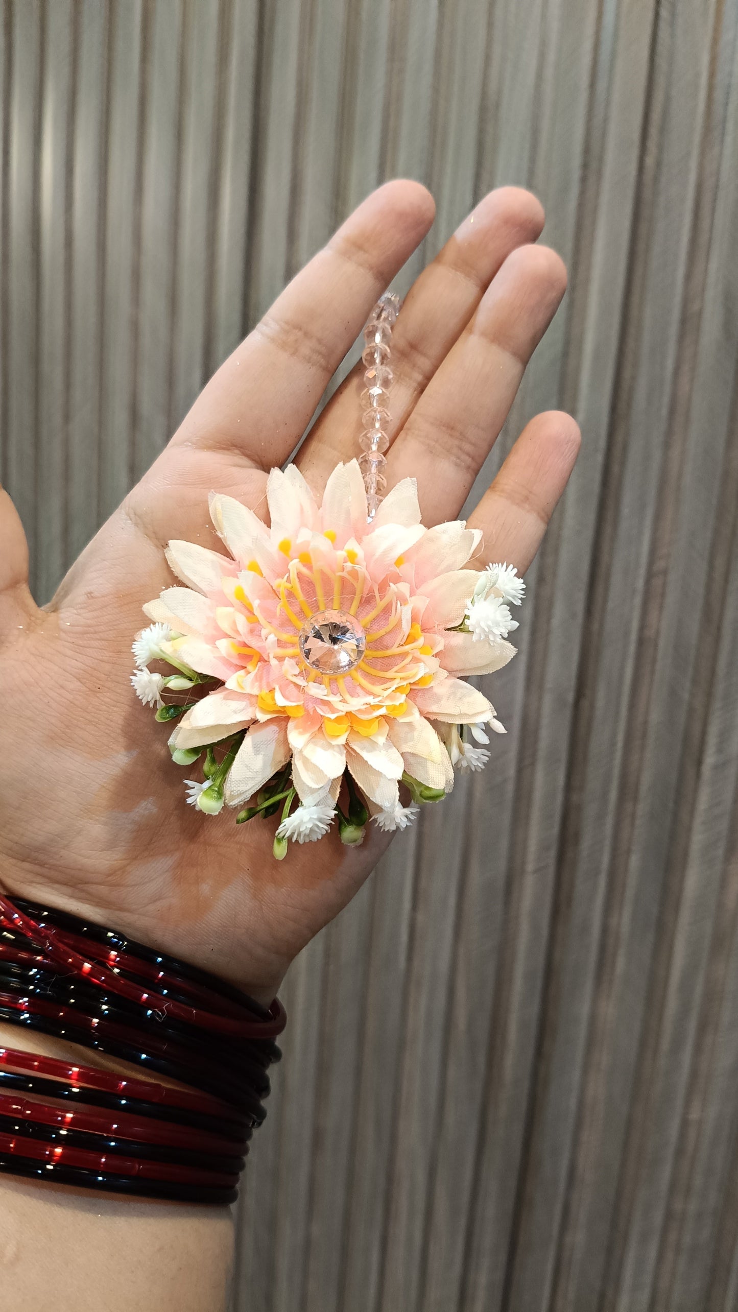 Handcrafted Peach and Mauve Floral Jewelry Set