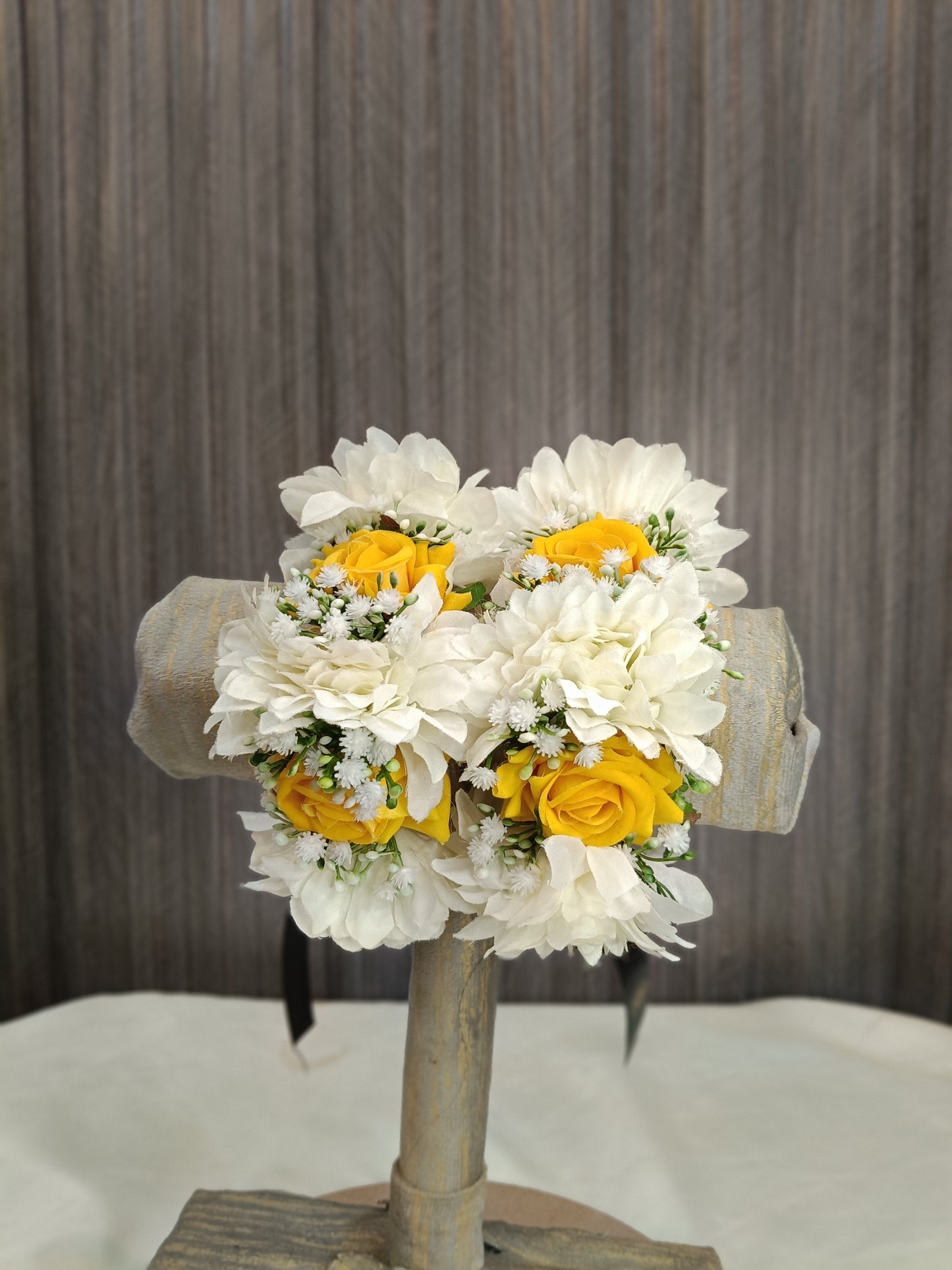 Elegant Yellow Rose & White Mum Floral Wrist Corsages (Pair)