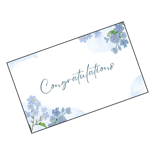 Elegant Blue Watercolor "Congratulations" Greeting Card