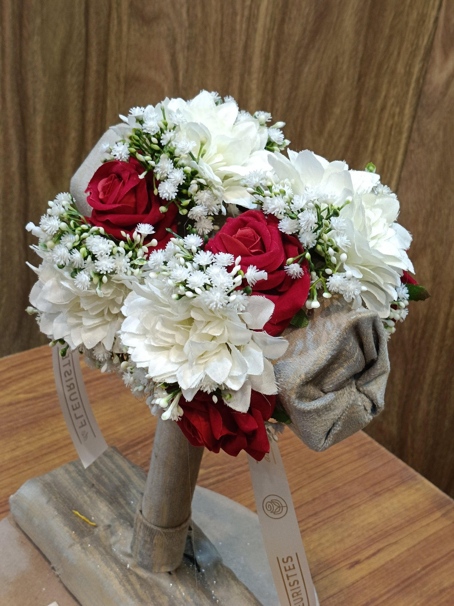 Elegant Red Rose & White Floral Wrist Corsage Pair